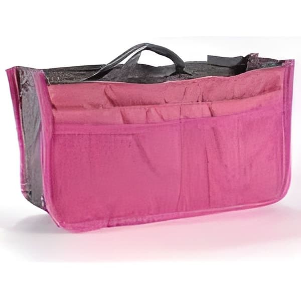 Handväska - ORGANIZER - Fuchsia rosa - 13 fickor - Maskintvättbar - 100 % nylon