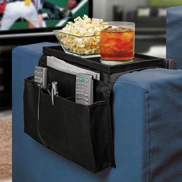 Sofforganisator - CANAPE - 6 fickor - Oxford-tyg - Justerbar - Svart