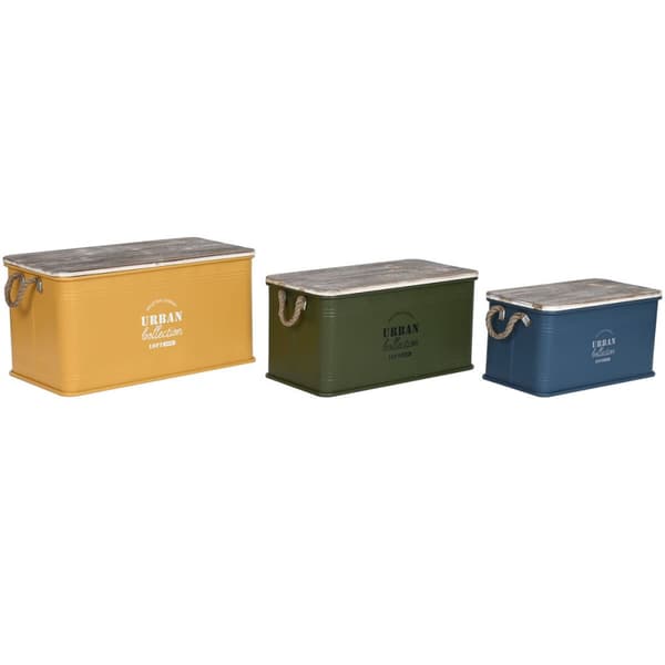Sæt med kister Home ESPRIT Metal Gran 68 x 36 x 33 cm (3 enheder)