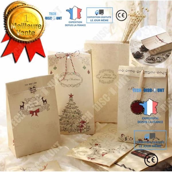 TD® paket med 12 julklappspåsar Kraftpapper julpåse julklappspåse 12 x 6 x 22 cm Bröllopsfödelsedagsfest