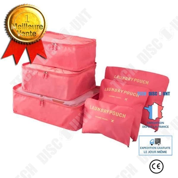 TD® 6 delars arrangörer Resväska arrangörer Nylon förvaringsväskor 3 kuber + 3 fickor