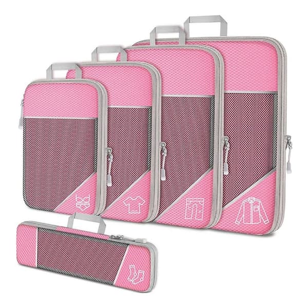 Organizer til Kuffert - 5 Stk - Tasker til Rejser Pink