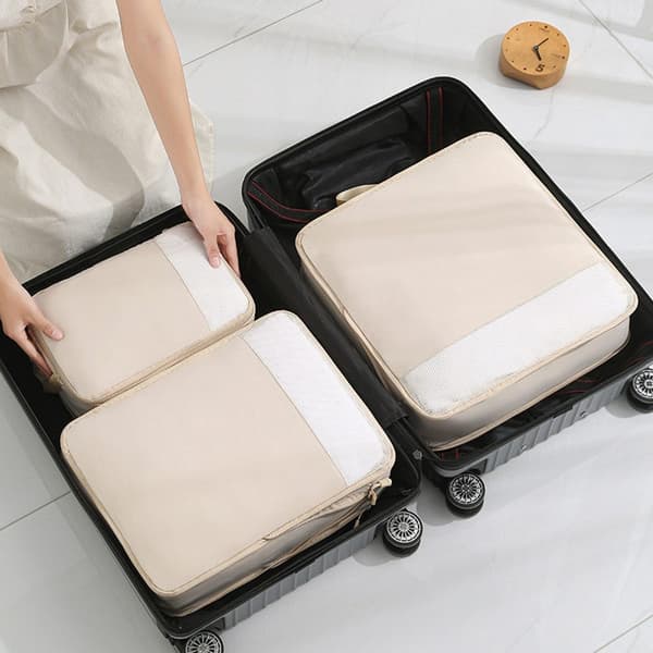 Organizer til kuffert - Pak terninger og tasker 4 stk Beige