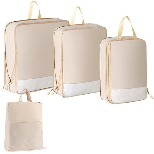 Organizer til kuffert - Pak terninger og tasker 4 stk Beige