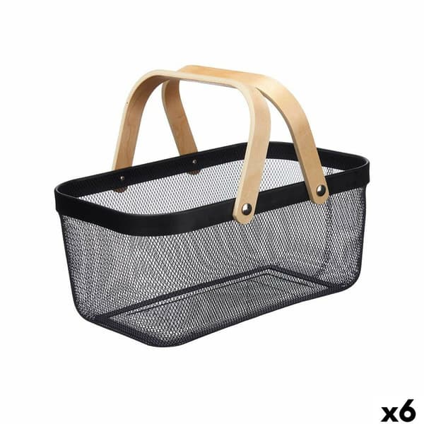 Monikäyttöinen kori Kinvara 1031 Musta Puu Metalli 42,5 x 18 x 26,5 cm (6 osaa)