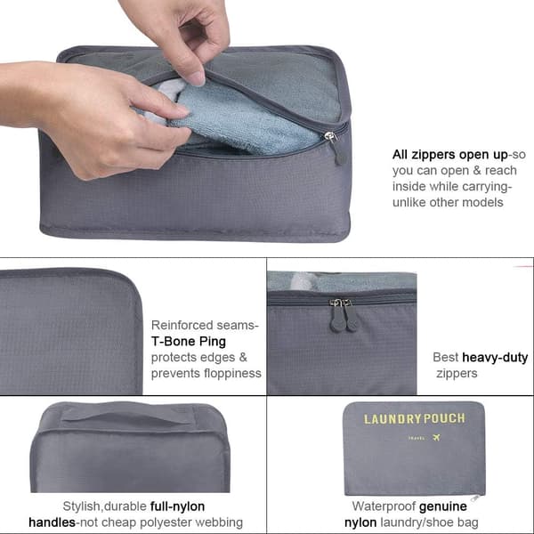 Organizer 6 Stykke Rejsetaske Sort/Beige Opbevaringsposer til rejser