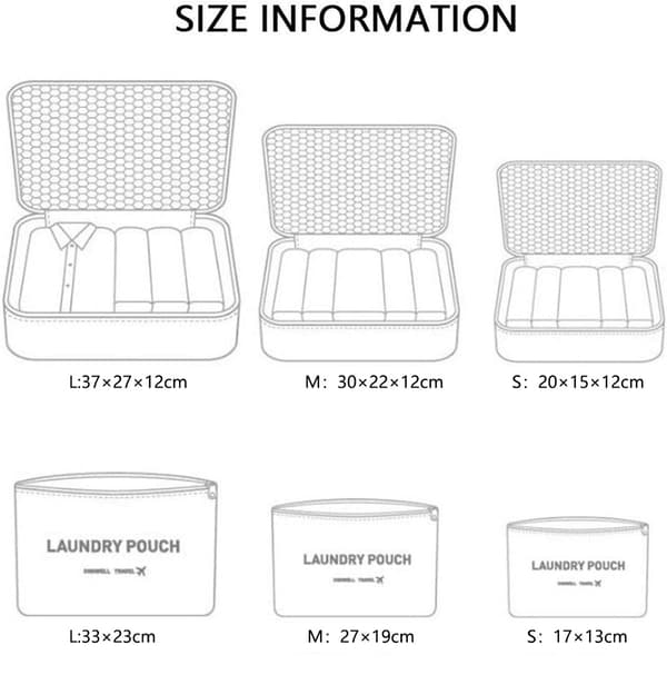 Organizer 6 Stykke Rejsetaske Sort/Beige Opbevaringsposer til rejser