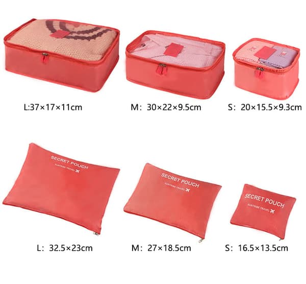 6-Piece Travel Bag Set-Organizer Resväska Waterproof, Luggage Organizer