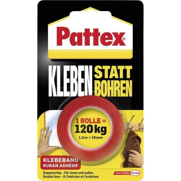 Dubbellimmare tejp - PATTEX - PXMT2 - 1,5 m x 19 mm - UV-beständig - Vattentät