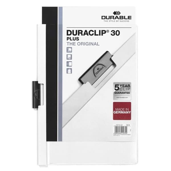 Slitstarka Duraclip 30 Plus A4 Clip-filmappar 25-pack vit - 221302