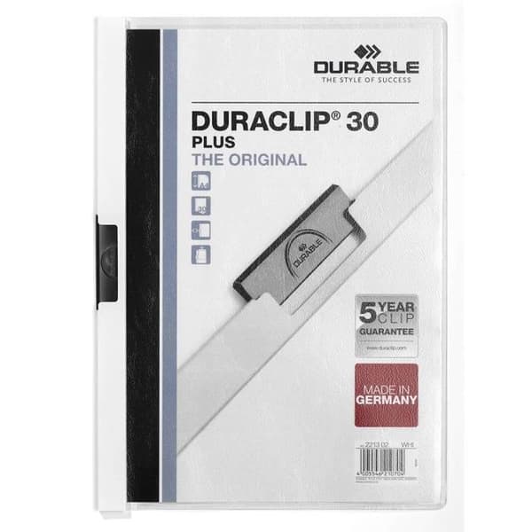 Slitstarka Duraclip 30 Plus A4 Clip-filmappar 25-pack vit - 221302