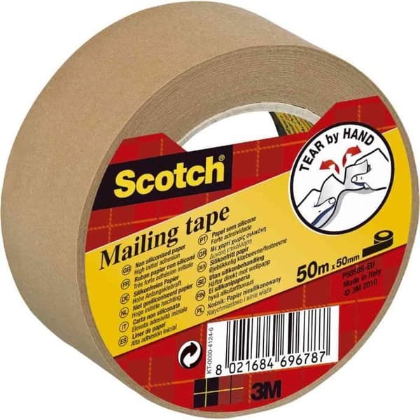 Förpackningstejp - SCOTCH - P5050 - Brun Papper - 50mm x 50m - Stark lim