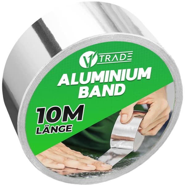 V1 Trade lämmönkestävä alumiiniteippi 48 mm x 10 m - 1 rulla vedenpitävä alumiiniteippi metallipintojen korjaamiseen