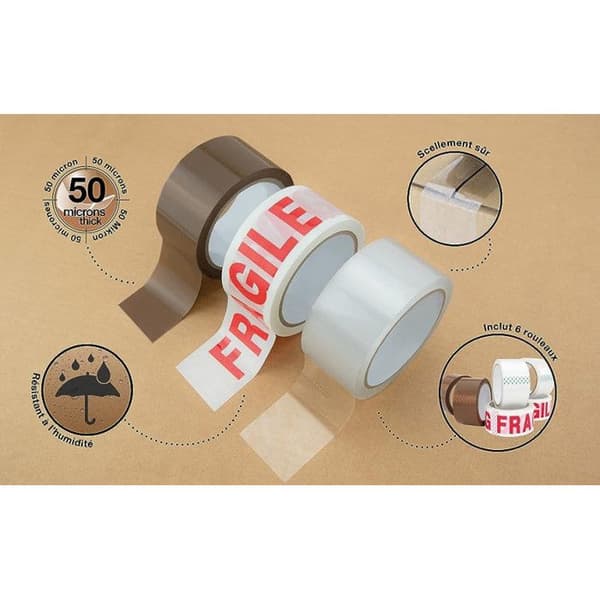 Tejp - Förpackning - Assortiment - För paket och flytt - 6 rullar