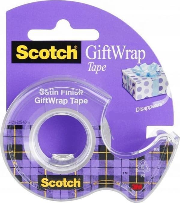 3m Scotch® presentspapper, osynlig, för emballage, på hållare, 19mmx6m