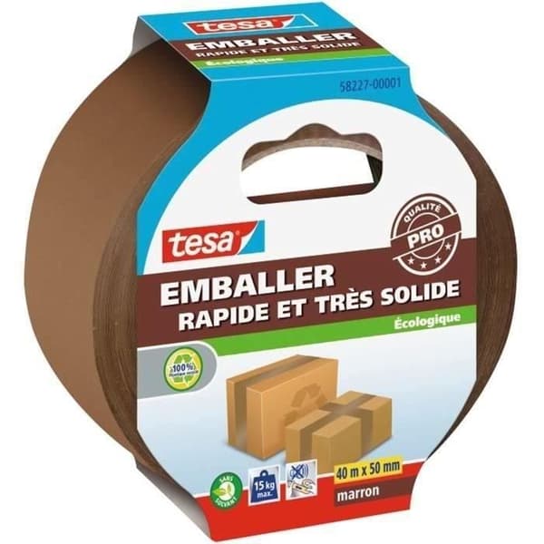 TESA Premium Ekologiskt Tejp för att emballera och stänga kartong - Brun - 40 m x 50 mm