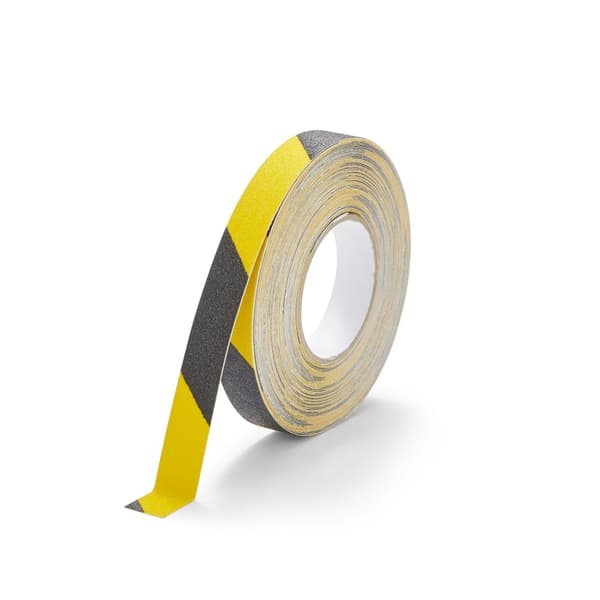 Skridsikker advarselstape 25 mm/18,3 m sort/gul