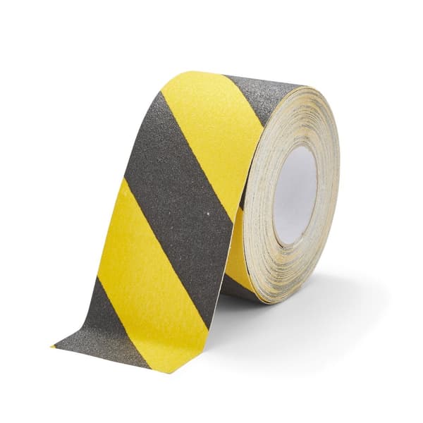 Skridsikker advarselstape 100 mm/18,3 m sort/gul