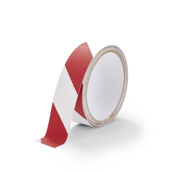 Skridsikker advarselstape 50mm/3m Rød/Hvid