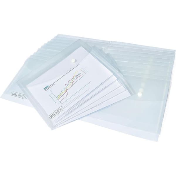 Rapesco 1501 Paket med 50 A5 dokumenthållarfickor - Transparent