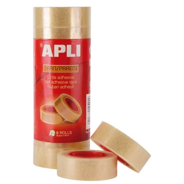 Transparent tejp - APLI - 19 mm x 33 m - Gulnar inte - Lätt att klippa - Daglig användning