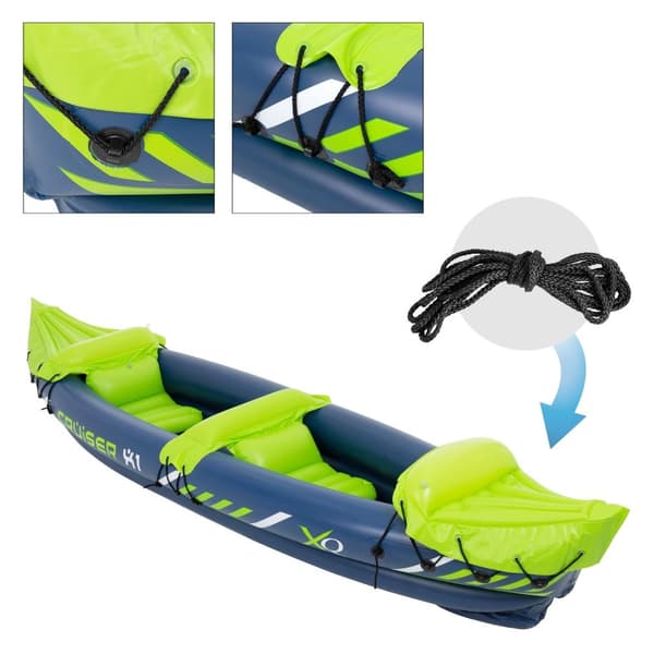 Kajak Cruiser X1 med dubbel paddel i aluminium 325x81x53 cm Grön/vit/blå av plast
