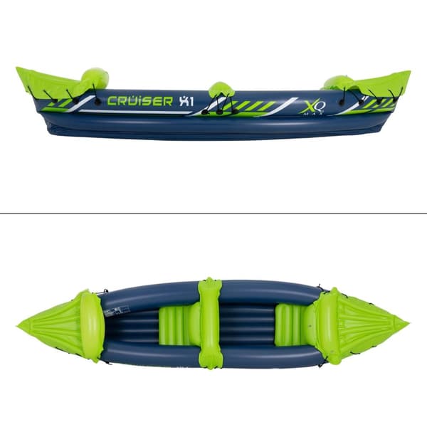Kajak Cruiser X1 med dubbel paddel i aluminium 325x81x53 cm Grön/vit/blå av plast