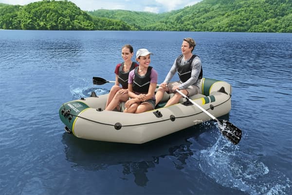 Gummibåt Bestway Hydro Force Ranger Elite X3, 2.95 x 1.30 meter, grå/grön + åror + handpump + transportväska + förvaringsväska + lagningslapp