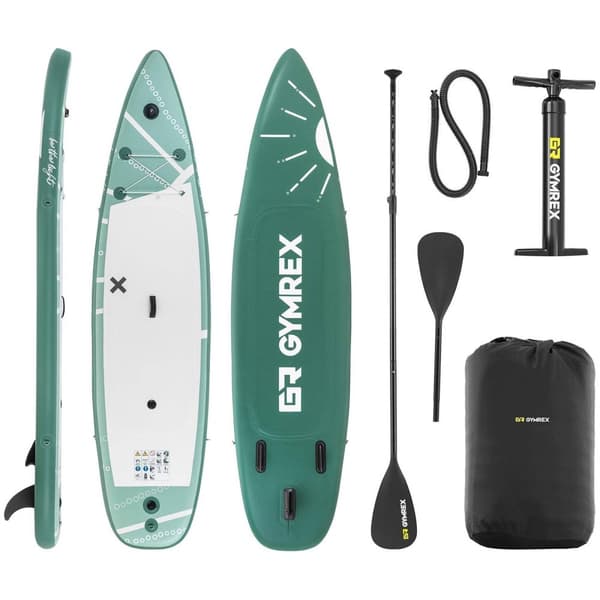 Gymrex SUP-bräda- Uppblåsbar - 125 kg - Svart - Dubbel kammare - 329 x 78 x 38.5 cm