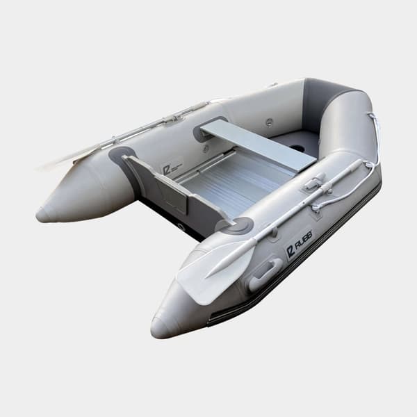 Gummibåt / gummijolle RUBB 230 Pro, aluminiumdurk, grå + åror + pump + reparationskit