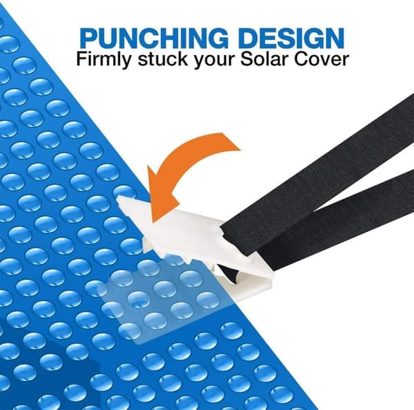 Pool Solar Reel Attachment Kit, Solar Reel Straps Solar Filt Straps Kit, inklusive 8 fällor och fästelement, 8 sladdplattor, 8 spännen