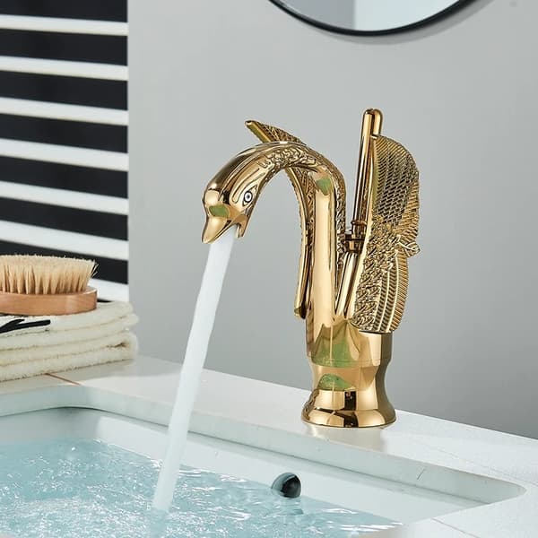 Badevandsarmatur, Luksusdesign, Kold- og Varmtvandsblander, Guld polsk