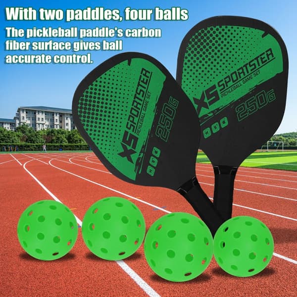 Pickle Ball -mailasarja, 2 mailaa, 4 suolakurkkupalloa