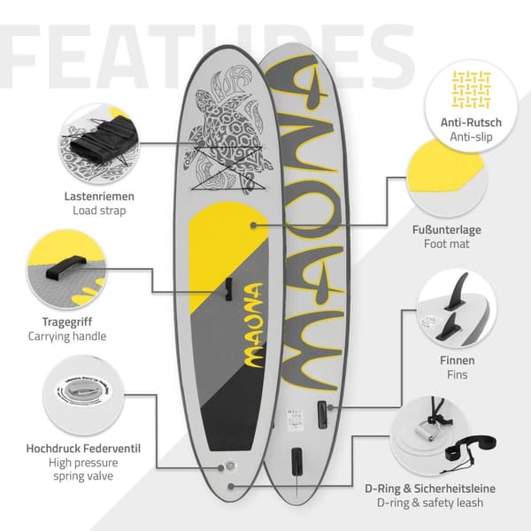 Surfbræt Stand Up Paddle SUP bord Maona padle bord oppustelige Grå 308 cm