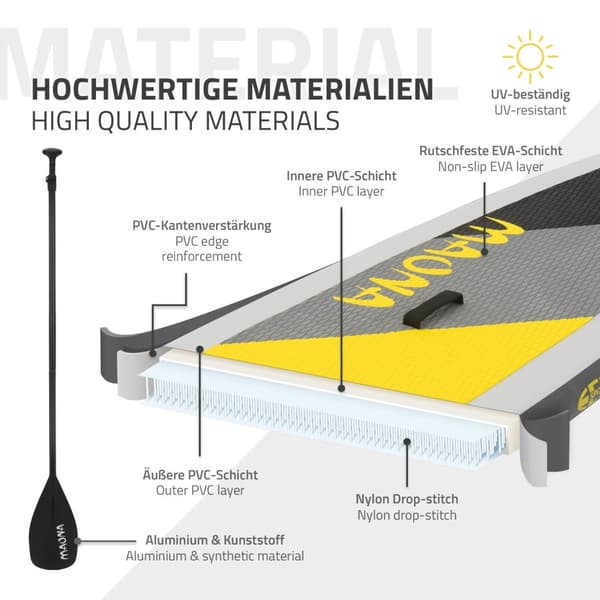 Surfbræt Stand Up Paddle SUP bord Maona padle bord oppustelige Grå 308 cm