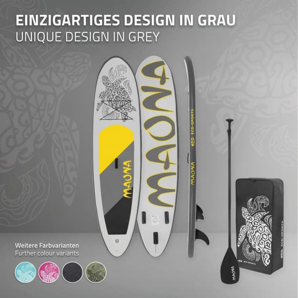 Surfbræt Stand Up Paddle SUP bord Maona padle bord oppustelige Grå 308 cm