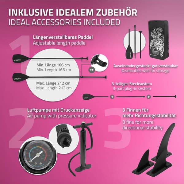 Puhallettava Stand Up Paddle Board Maona Pink Complete Set 308x76x10cm