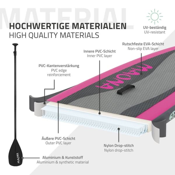 Puhallettava Stand Up Paddle Board Maona Pink Complete Set 308x76x10cm