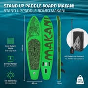 Surfingbräda Stand Up Paddle SUP styrelse Makani paddel ombord uppblåsbar grön 320 cm