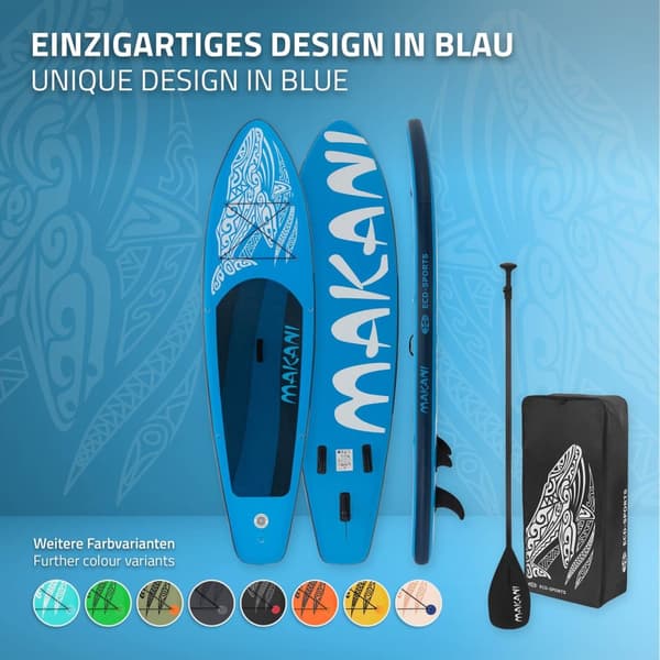 Surfbræt Stand Up Paddle SUP bord Makani padle bord oppustelige Blå 320 cm