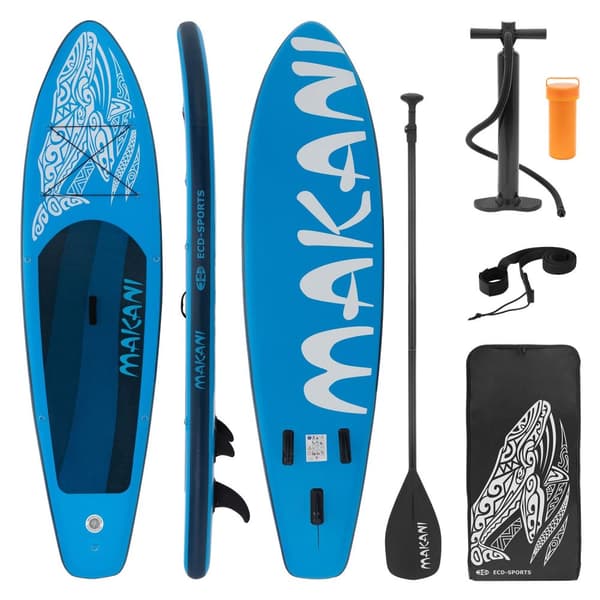 Surfingbräda Stand Up Paddle SUP styrelse Makani paddel ombord uppblåsbar Blue 320 cm