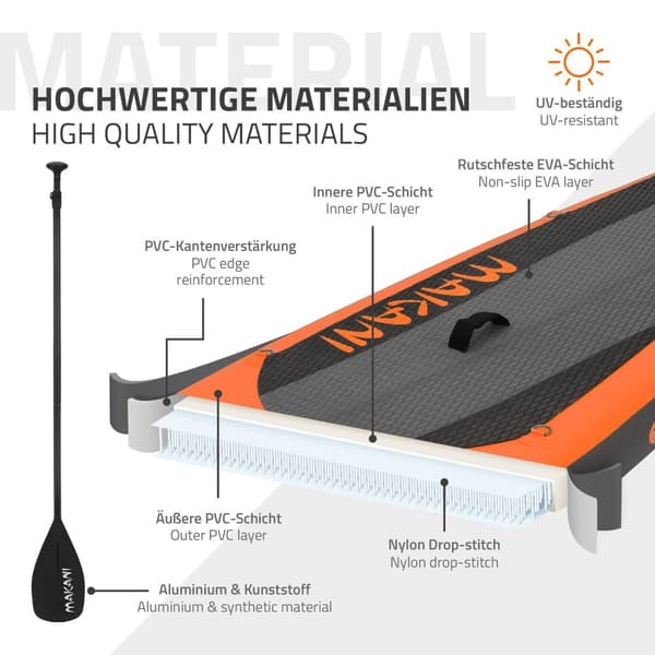 Aufblasbares Stand Up Paddle Board Makani, oranssi, 320x82x15 cm
