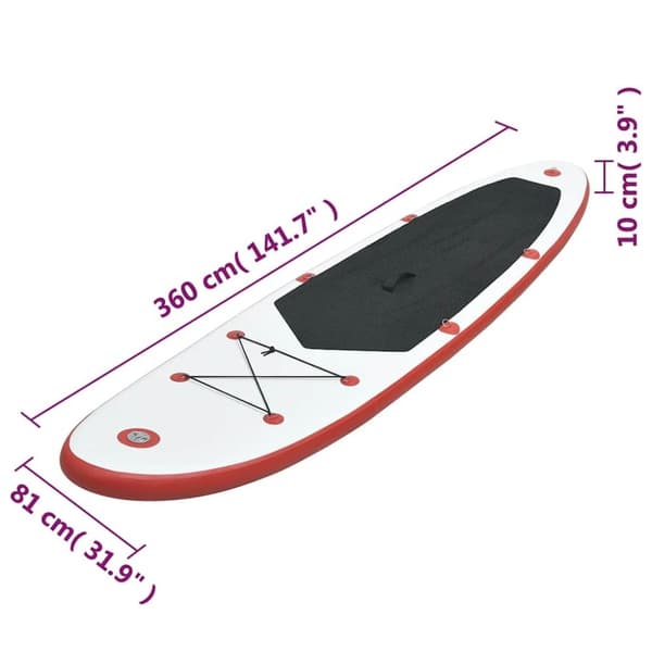 vidaXL SUP surfingbräda uppblåsbar röd och vit