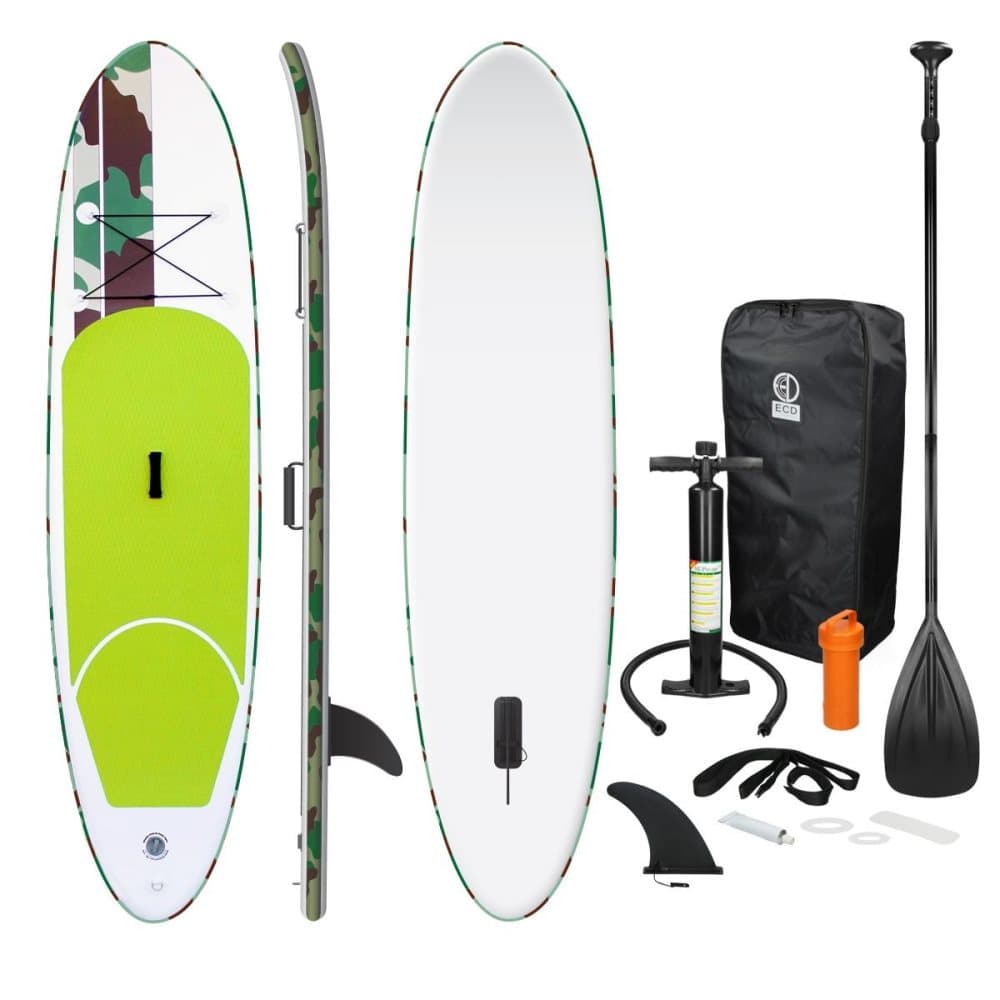 Surfingbräda Stand Up Paddle SUP styrelse paddel ombord uppblåsbar paddel Grön 308 cm