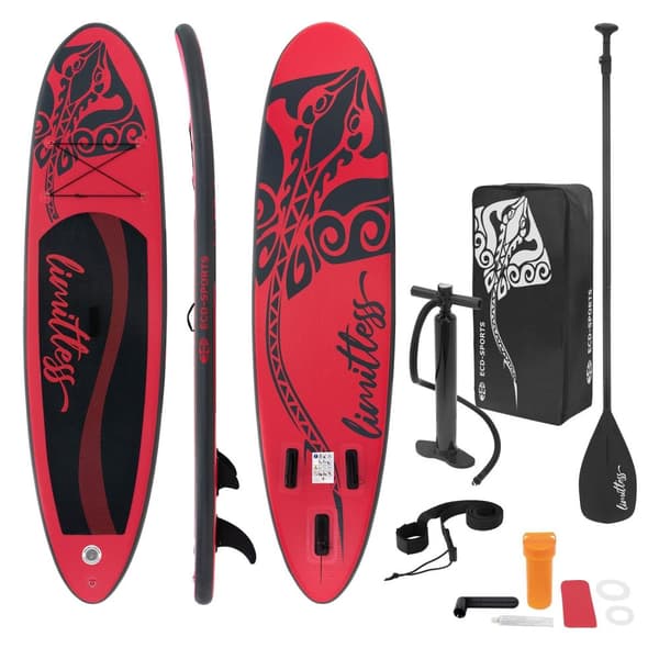 ECD Germany Uppblåsbara Stand Up Paddle Board | 308 x 76 x 10 cm | Rosa | PVC | upp till 120 kg | Tillbehör för pumpväska | SUP-brädor paddlingbräda