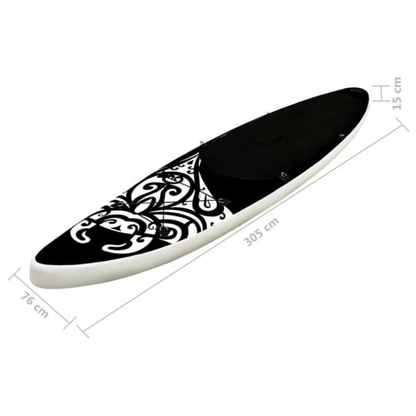 vidaXL SUP-bräda uppblåsbar 305x76x15 cm svart