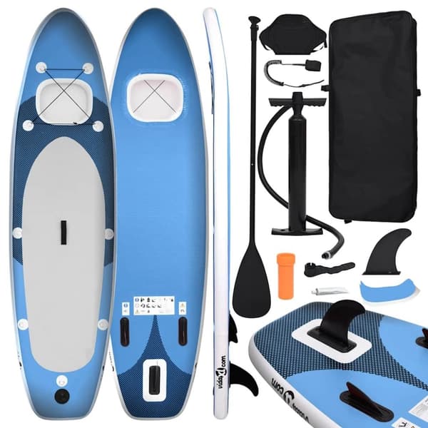 vidaXL oppusteligt paddleboardsæt 360x81x10 cm havblå
