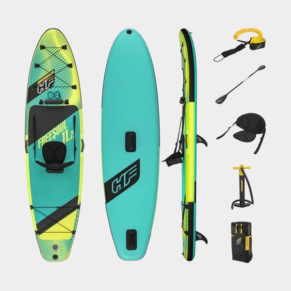 Uppblåsbar SUP Bestway Hydro Force Freesoul Tech 11'2, 340 x 89 x 15 cm + paddel + handpump + transportryggsäck + reparationssats + sits + fotstöd
