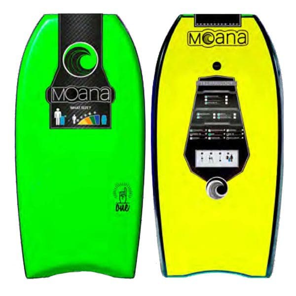 Moana Bodyboard Med Snor One 39´´ Grøn,Gul 100 cm