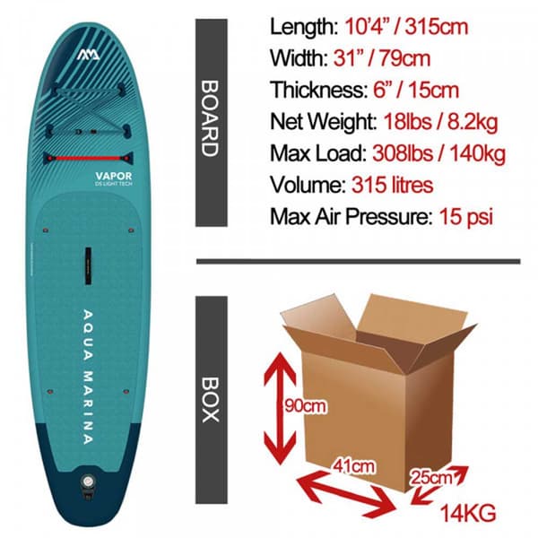 Aqua Marina Paddla Surf Set Vapor 10´4´´ Guld 315 cm / 79 cm